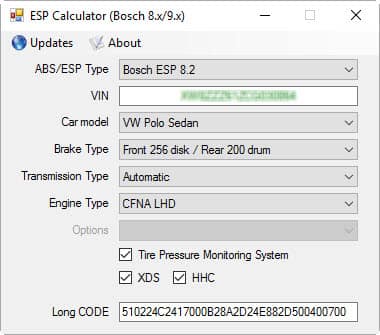 Bosch 8.x - 9.x ABS ESP calculator