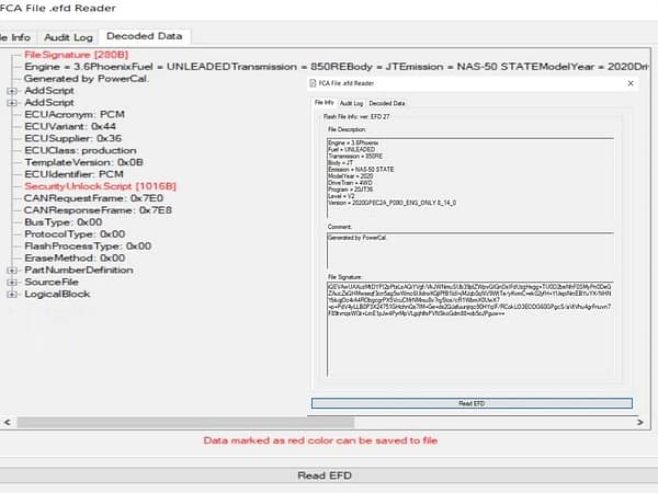 CHRYSLER EFD FCA TO BIN CONVERTER Extract –decode FCA .efd files
